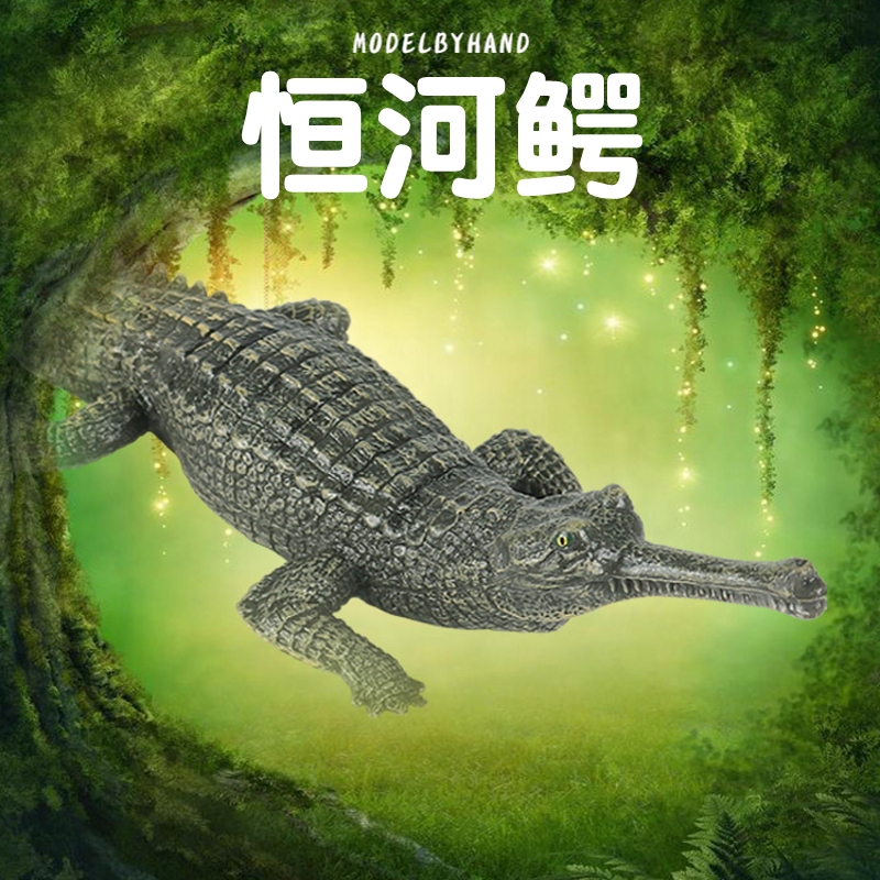 Lin Changmo Plays with Children's Realistic Animal Toys, Ganges Crocodile Model, Alligator Reptile Set for Boys
