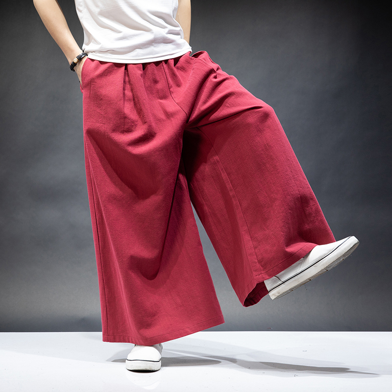 Chinese Style Wide-Leg Pants for Men, Extra Wide Cotton and Linen Skirt Pants, Lay Meditation and Zen Practice Ramie Flared Casual Long Pants Chinese Style Wide-Leg Pants for Men, Extra Wide Cotton and Linen Skirt Pants, Lay Meditation and Zen Practice Ramie Flared Casual Long Pants