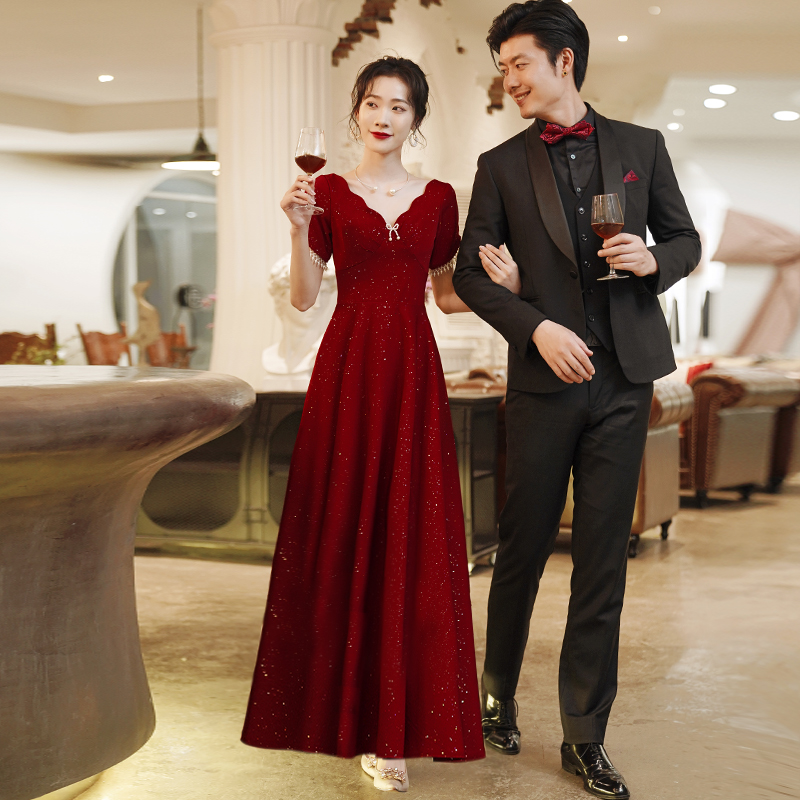  M+Jjq21008 wine red long model   + $3.93 