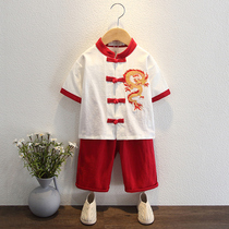 Han - dressed boys summer dress 1 performance 2 kindergarten 3 Chinese style 4 - year - old baby summer short sleeve childrens Tanglets