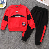 Spider-Man Childrens Set Children Spring and Autumn Red Sports Clothes Baby Cartoon Boys Spring Dress 2021 New