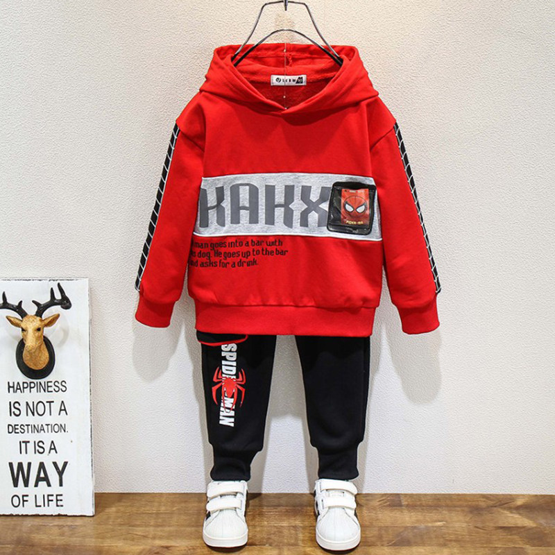 Spider-Man Children's Suit Children's Spring and Autumn Cartoon Clothes Western Style Red Sports Boys Spring Clothes 2021 New