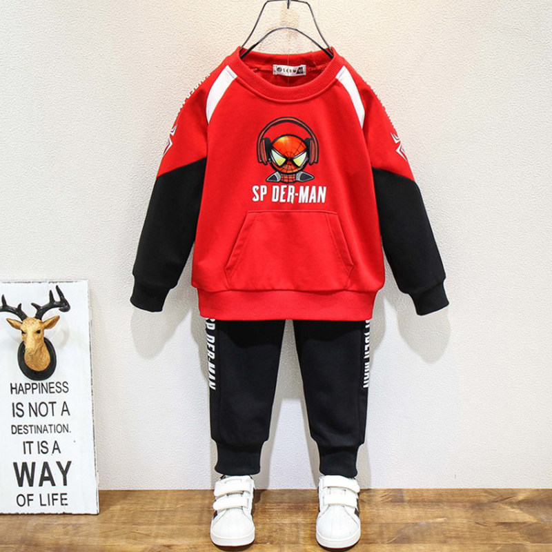 Spider Man Children Suit Baby Foreign Pie Cartoon Clothes Red Spring Autumn Sports Boy Spring Clothing New 2021 2021
