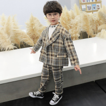Boy suit Plaid casual dress handsome three-year-old boy baby Spring and Autumn Spring childrens suit suit suit suit suit