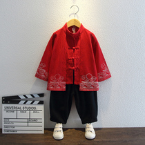 Boys Hanfu Spring and Autumn Children Red Thin Chinese Style Set Baby Chinese Chinese Style Performance Clothing Childrens Antiquities