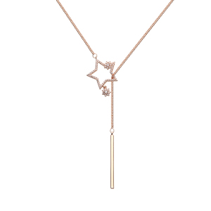 海漾幸运星玫瑰金镶晶钻可调节项链