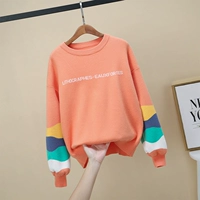 Осенняя демисезонная утепленная толстовка, детский приятный телу лонгслив, коллекция 2021, в западном стиле, подходит для подростков