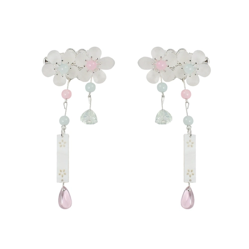 Детская заколка для волос с кисточками, детское ханьфу для принцессы, аксессуар для волос, в цветочек