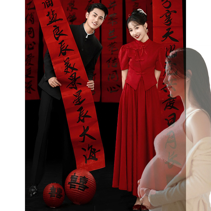 New Chinese-Style Toast Dress, Plus Size, Retro Engagement Cheongsam, High-End Maternity Red Homecoming Thank-You Banquet Dress