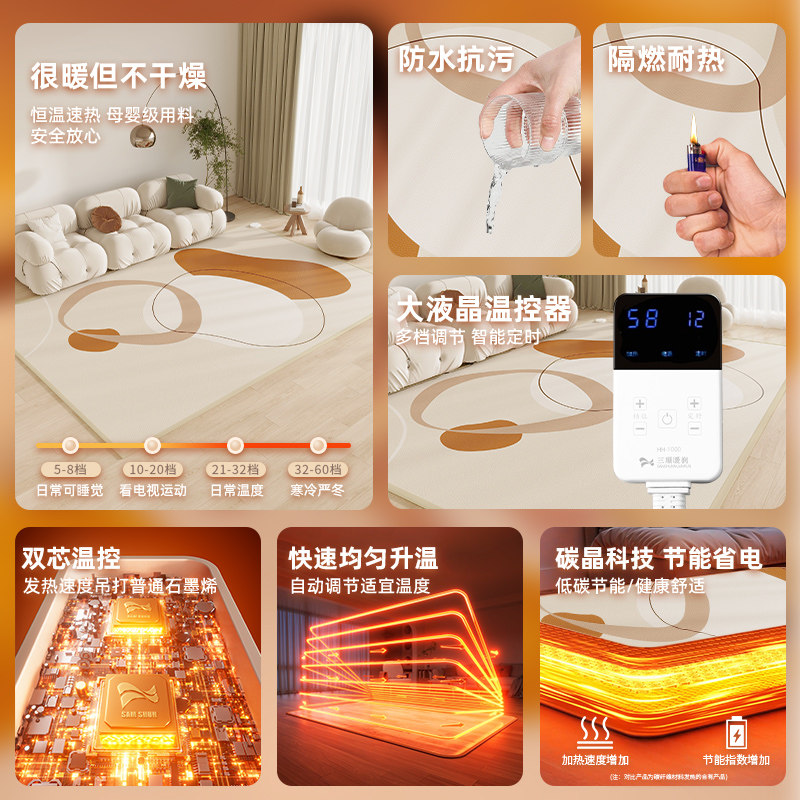 Sanshun Warm Graphene Carbon Crystal Floor Heating Mat Floor Heating Mat Heating Floor Mat Home Living Room Heating Carpet Yoga Mat