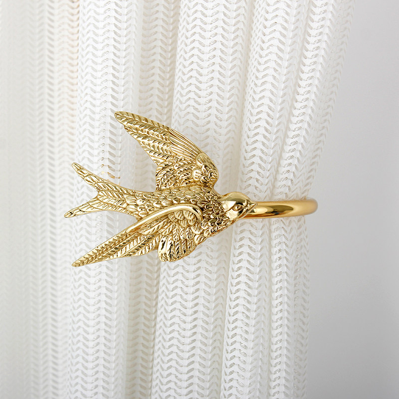 Style light extravagant brass swallow Swallow Curtains Hooks American Comeback Small Bear Creative Door Hall Golden Hook Decoration Wall-mounted