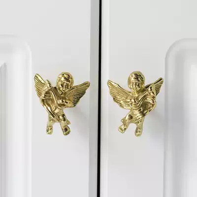 French brass angel handle wall hanging Nordic light luxury retro gold wall dress hook drawer shoe cabinet door handle