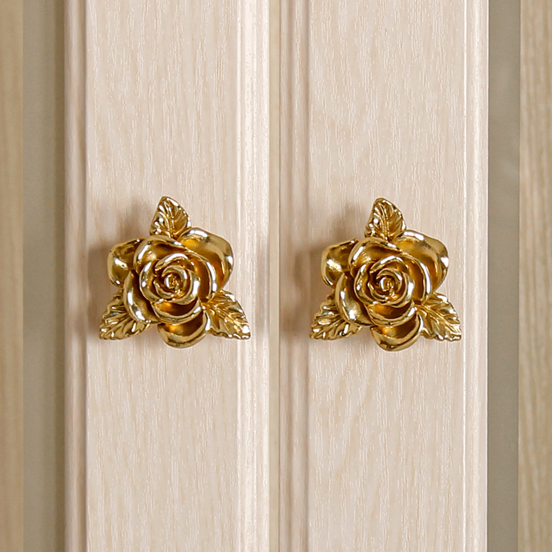 Eurostyle Rose Brass Handle Light Lavish Retro Flower Butterfly Blue Drawer Wardrobe Door Sunflower Single Hole Handle