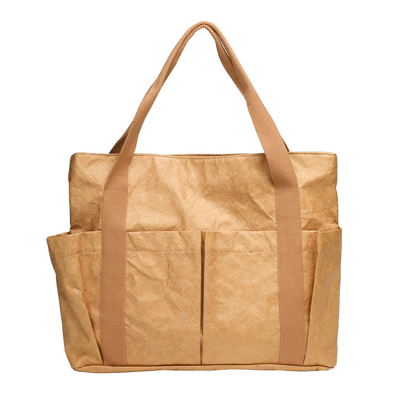 Retro Japanese Kraft Tyvek Large-Capacity Shoulder Tote, Fashion Shopping Bag - Thumbnail 2