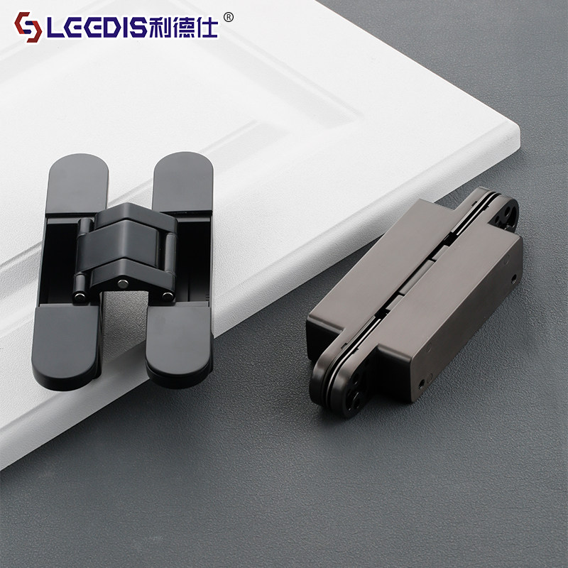Black Invisible Door Hinge, Concealed Hinge, Hidden Door Hinge, Three-Dimensional Adjustable Cross Hinge for Wooden Doors, Installation of Hidden Door Hinge