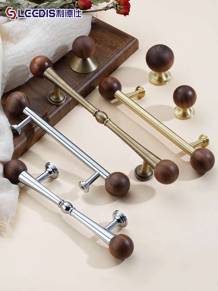 French-Style Vintage Cabinet Door Drawer Brass Handle Walnut Round Ball Antique Silver Cabinet Wardrobe Handle