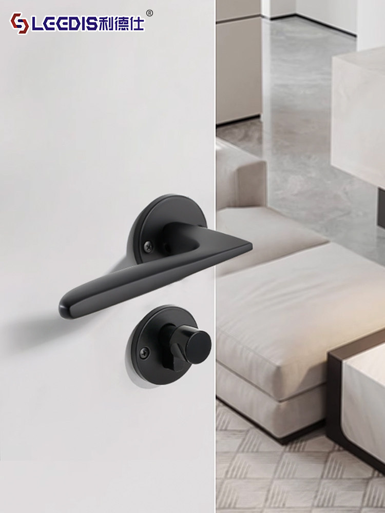 Black Modern Minimalist Indoor Home Door Lock Bedroom Solid Wood Door Split Lock Room Silent Lock Universal Lock