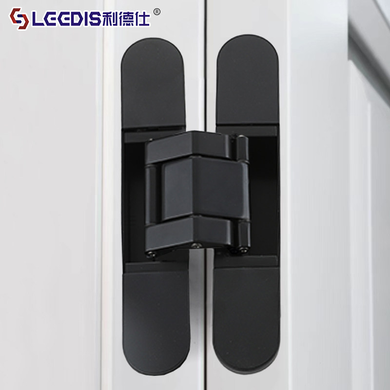 Black Invisible Door Hinge, Concealed Hinge, Hidden Door Hinge, Three-Dimensional Adjustable Cross Hinge for Wooden Doors, Installation of Hidden Door Hinge