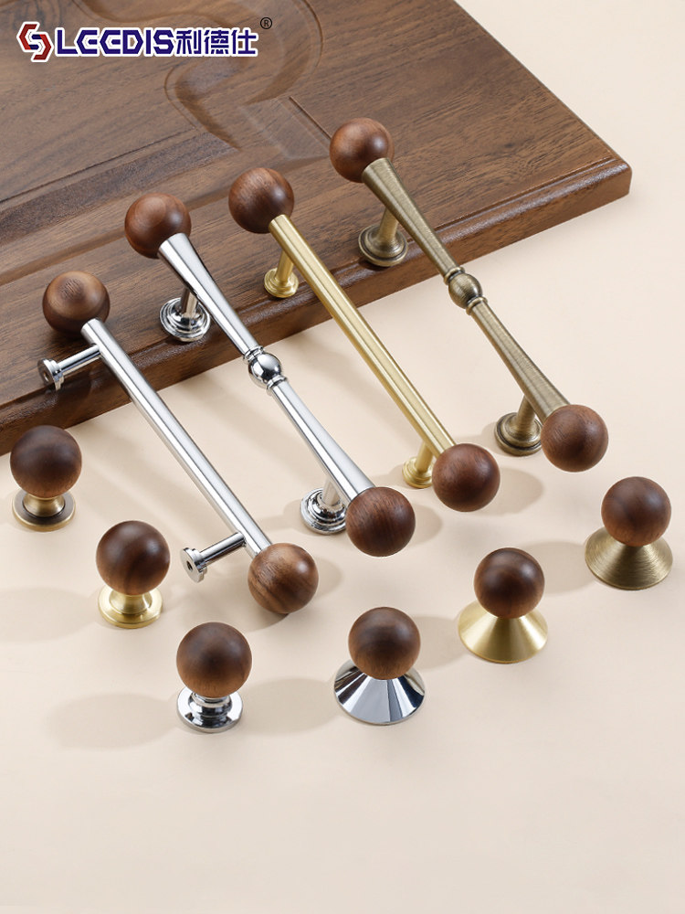 French-Style Vintage Cabinet Door Drawer Brass Handle Walnut Round Ball Antique Silver Cabinet Wardrobe Handle