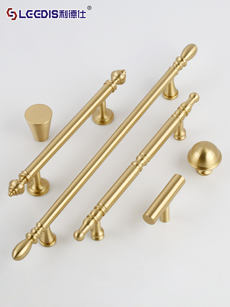 Chinese-Style Brass Cabinet Door Wardrobe Handle, American Modern Minimalist Light Luxury Gold Single-Hole Cabinet Drawer Cupboard Handle