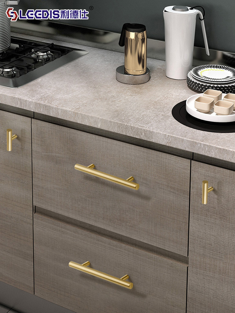 Chinese-Style Brass Cabinet Door Wardrobe Handle, American Modern Minimalist Light Luxury Gold Single-Hole Cabinet Drawer Cupboard Handle