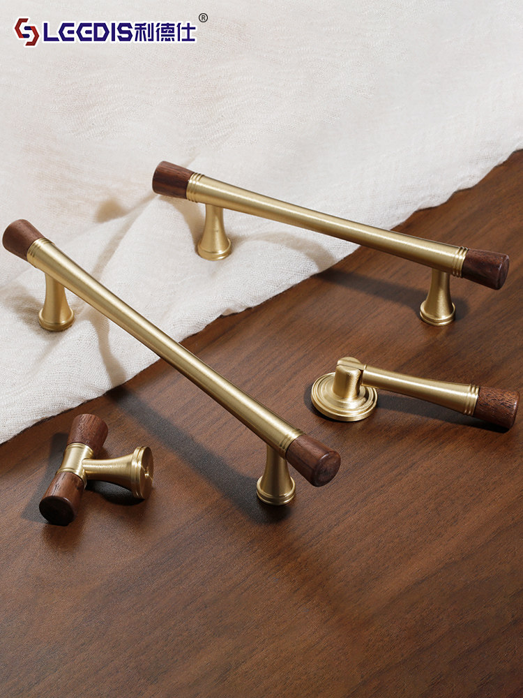 French-Style Vintage Light Luxury Gold Brass Cabinet Door Handle, Antique-Style Solid Wood Cabinet Drawer Wardrobe Door Handle