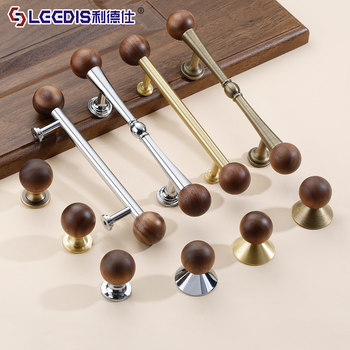 French-Style Vintage Cabinet Door Drawer Brass Handle Walnut Round Ball Antique Silver Cabinet Wardrobe Handle