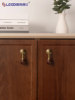 Medieval-Style Brass Handle Pendant, Vintage Walnut Solid Wood Single-Hole Wardrobe Cabinet Door, Light Luxury French-Style Drawer Handle