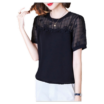 Temperament Black Snowspun Shirts Women Design Sensation Short Sleeves 2023 New Summer Clothing High-end Little Shirts Loose cover