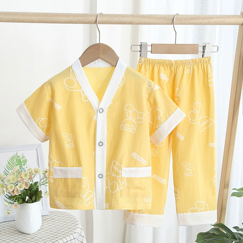 Детская летняя тонкая хлопковая пижама, детский хлопковый цветной комплект для мальчиков, короткий рукав