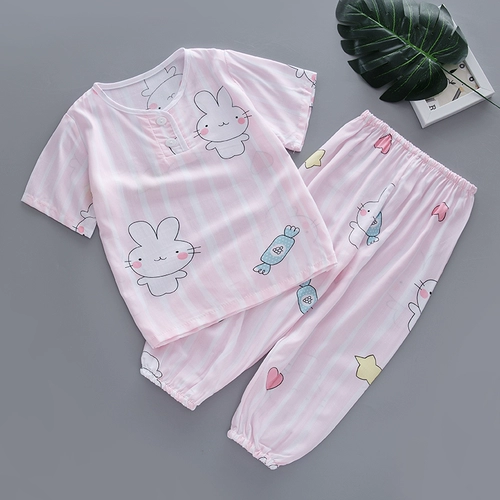 Детская летняя тонкая пижама для мальчиков, детский комплект