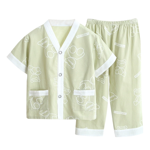 Детская летняя тонкая хлопковая пижама, детский хлопковый цветной комплект для мальчиков, короткий рукав