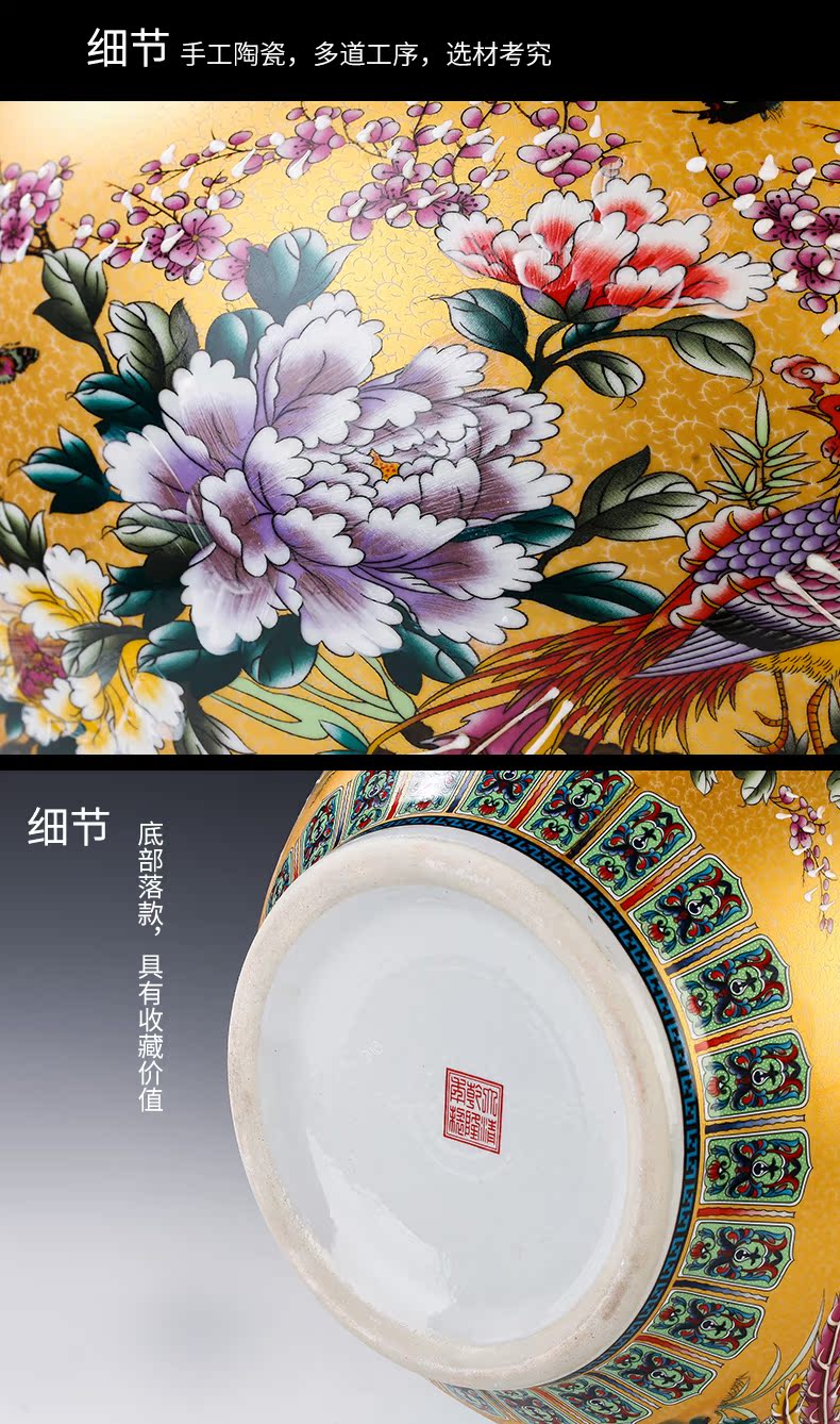 Chinese jingdezhen ceramics colored enamel of large vases, flower, flower arrangement sitting room adornment is placed large