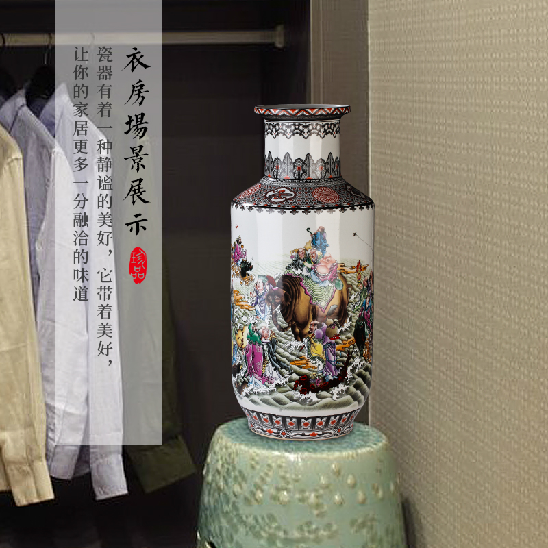Jingdezhen ceramic famille rose high simulation of large vase flower flower with the sitting room TV ark, furnishing articles ornaments