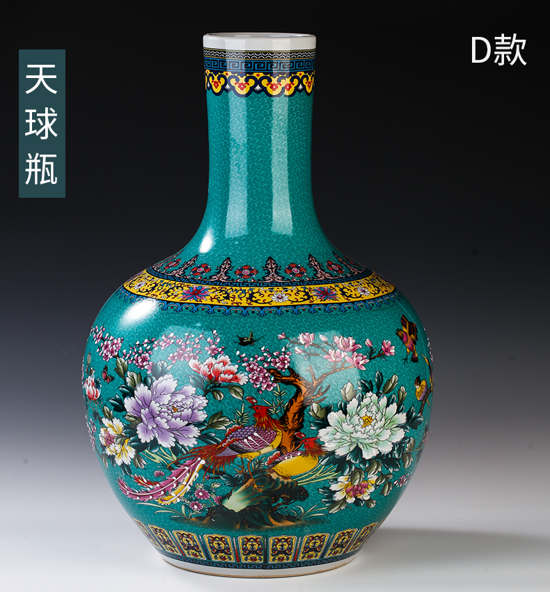 Chinese jingdezhen ceramics colored enamel of large vases, flower, flower arrangement sitting room adornment is placed large