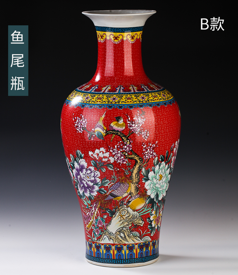 Chinese jingdezhen ceramics colored enamel of large vases, flower, flower arrangement sitting room adornment is placed large