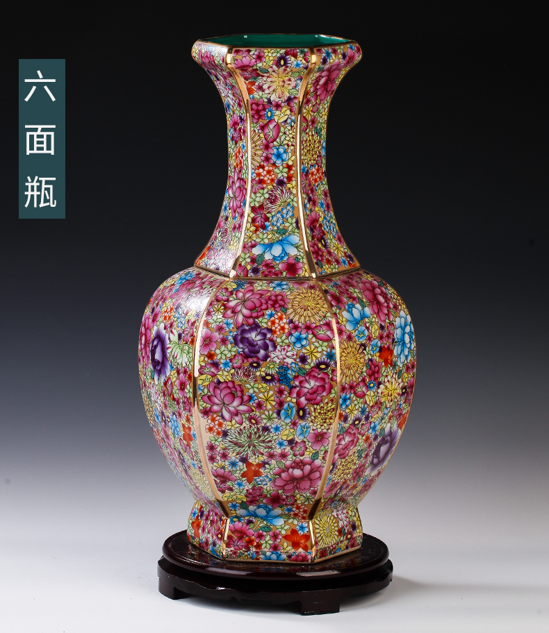 Jingdezhen ceramics powder enamel flower of large vases, porch sitting room adornment of Chinese style household ceramics furnishing articles