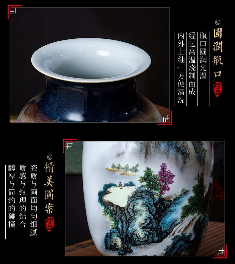 Jingdezhen ceramic vase hand - made vases, flower arrangement sitting room dried flowers, modern Chinese style household small ornament adornment