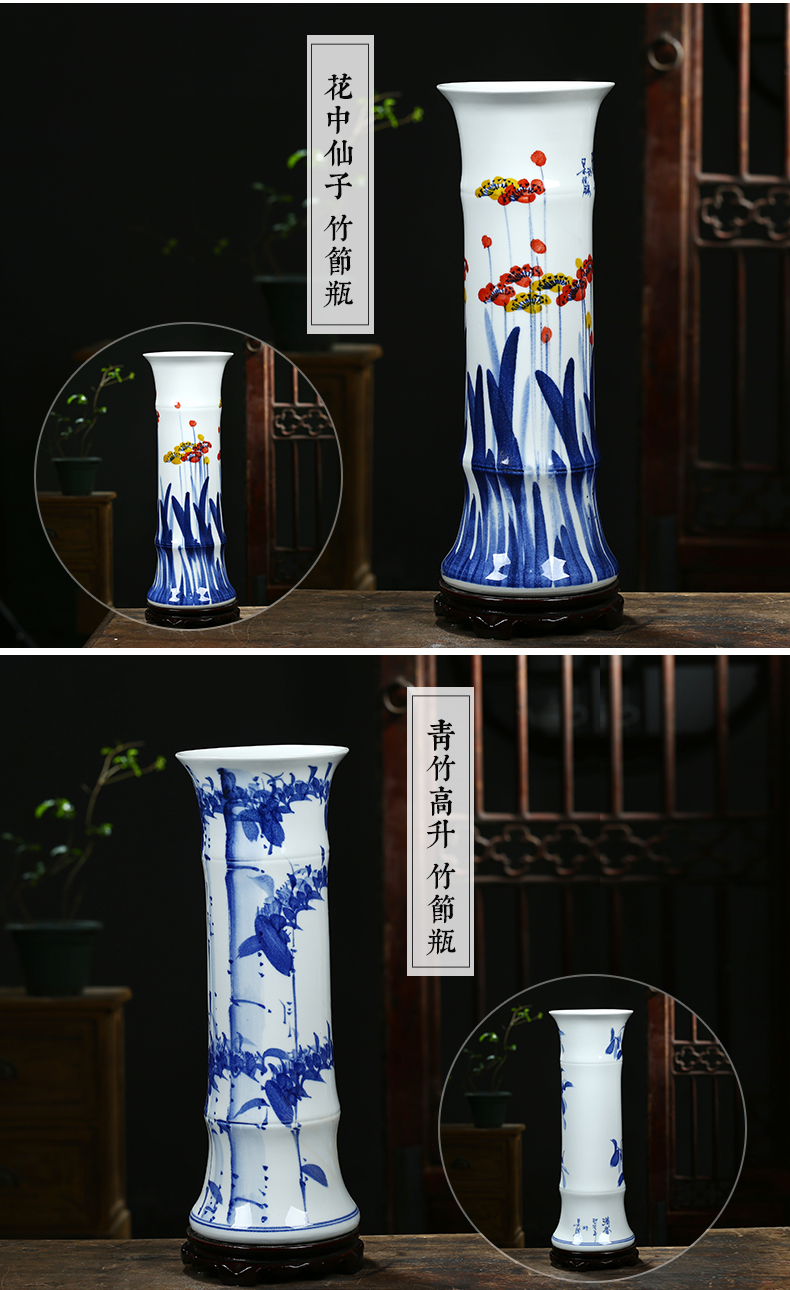 Jingdezhen ceramics vase sitting room adornment of Chinese style household furnishing articles hydroponic lucky bamboo dried flower flower vase