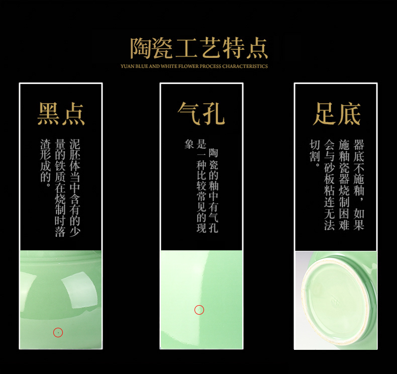 Jingdezhen ceramics by hand carving shadow blue glaze ears vases, flower arranging Chinese wine sitting room place decoration