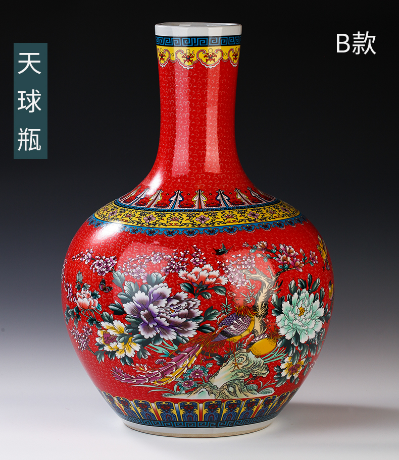 Chinese jingdezhen ceramics colored enamel of large vases, flower, flower arrangement sitting room adornment is placed large