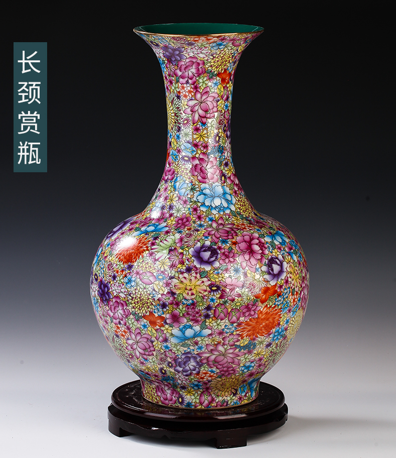 Jingdezhen ceramics powder enamel flower of large vases, porch sitting room adornment of Chinese style household ceramics furnishing articles