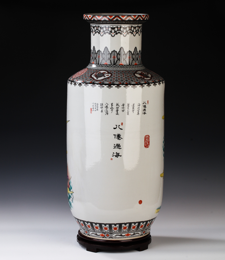 Jingdezhen ceramic famille rose high simulation of large vase flower flower with the sitting room TV ark, furnishing articles ornaments
