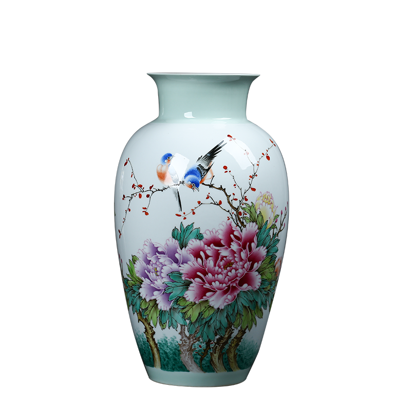 Jingdezhen ceramics hand - made pastel riches and honour auspicious peony flowers large vases, sitting room of Chinese style household furnishing articles