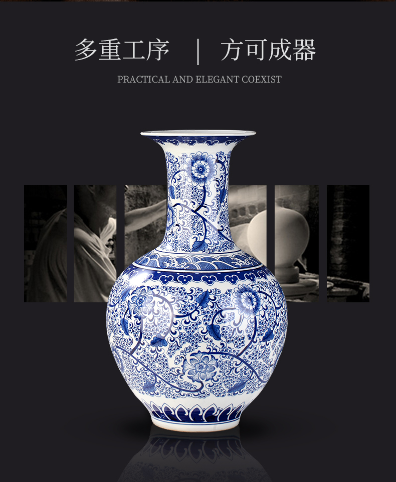 Antique vase of blue and white porcelain of jingdezhen ceramics furnishing articles home sitting room TV ark adornment ornament porcelain arranging flowers