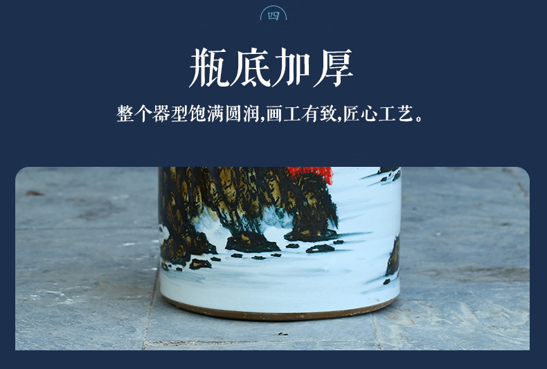 Jingdezhen ceramic hand - made scenery quiver landing place, a large vase painting and calligraphy calligraphy and painting scroll of cylinder cylinder