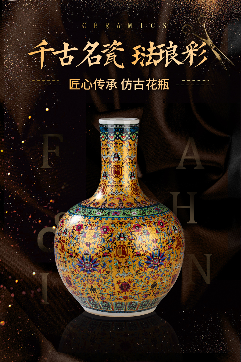 Jingdezhen ceramics European - style colored enamel of large vases, flower, flower arranging, the sitting room TV ark adornment furnishing articles