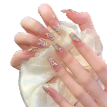 (Meila Meng Butterfly) Spring Sweet Girl Purely Handmade Wearing Nails Crystal Liquid Butterfly Pure Desire Cat Eye French Style