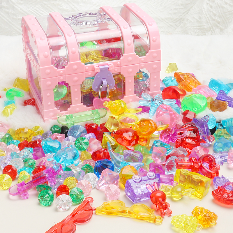 Children Jewel Crystal Toy Plastic Diamond Girl Handmade Diy Box Treasure Chest string Ball Birthday Gift Bayou Box