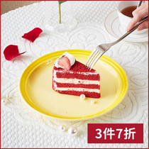 moltobella stoneware porcelain gradient solid color ceramic disc household flat plate European style Western food dessert plate orange yellow